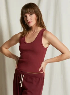 Clearance Perfect White Tee Blondie Structured Rib Tank - Cranberry