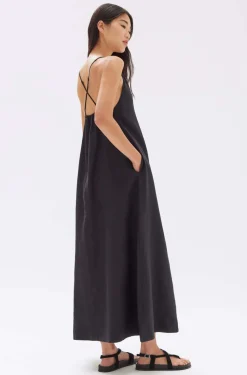 Hot Assembly Label Fiona Linen Midi Dress - Black