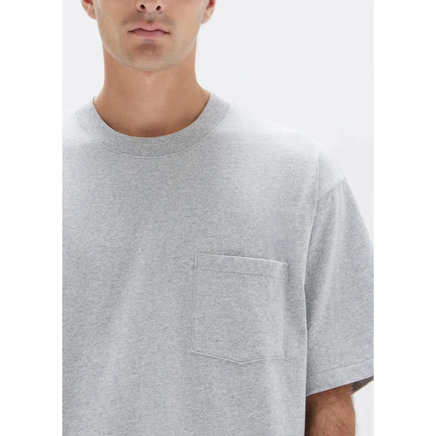 Online Assembly Label Lucas Cotton Short Sleeve Tee - Grey Marle