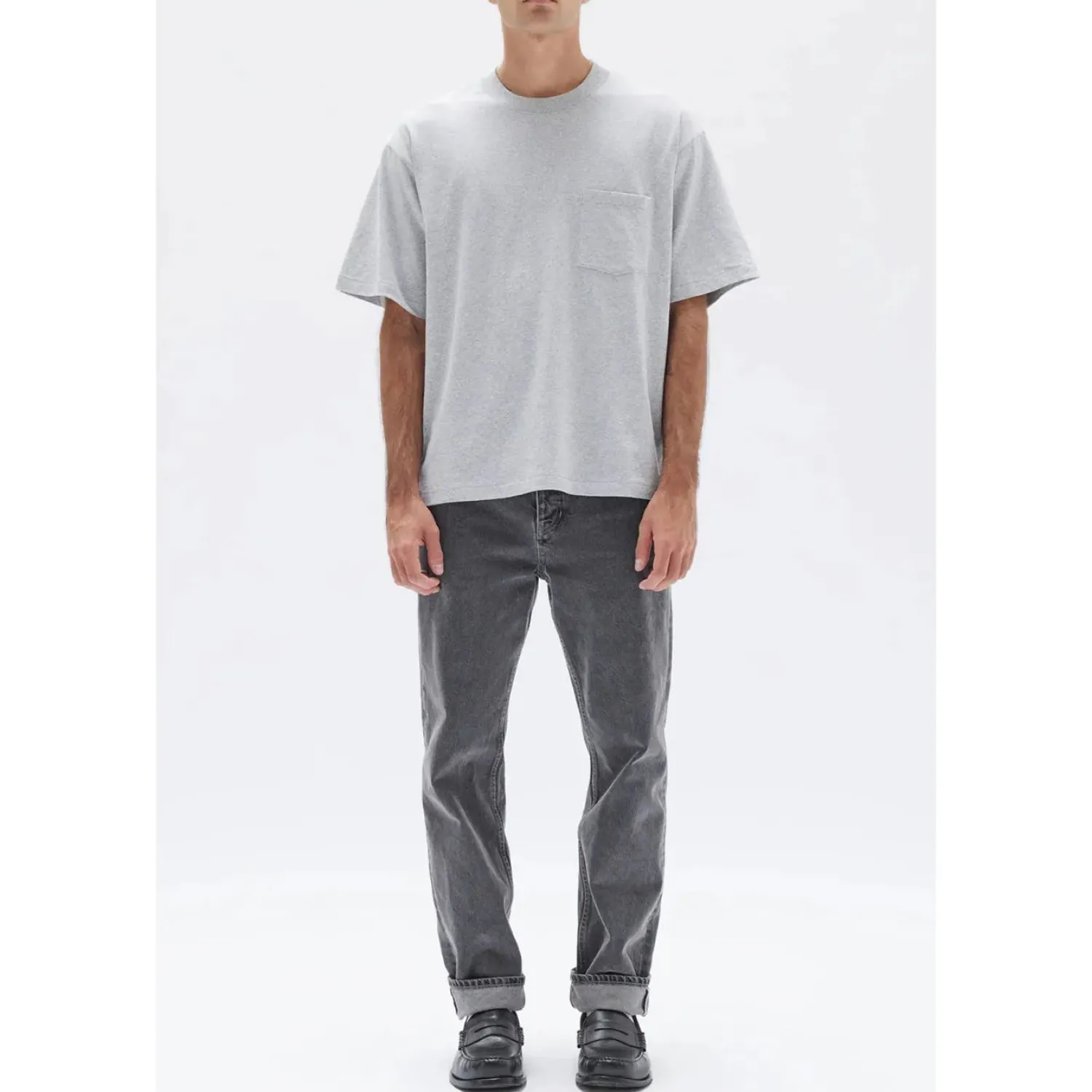 Online Assembly Label Lucas Cotton Short Sleeve Tee - Grey Marle
