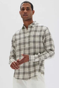 Clearance Assembly Label Mens Mercer Linen Check Shirt