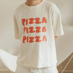 Hot Golden Children Pizza Mid Sleeve Tee - Eggnog