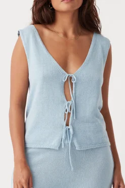 New Arcaa Movement Poppy Organic Cotton Linen Reversible Vest - Sky