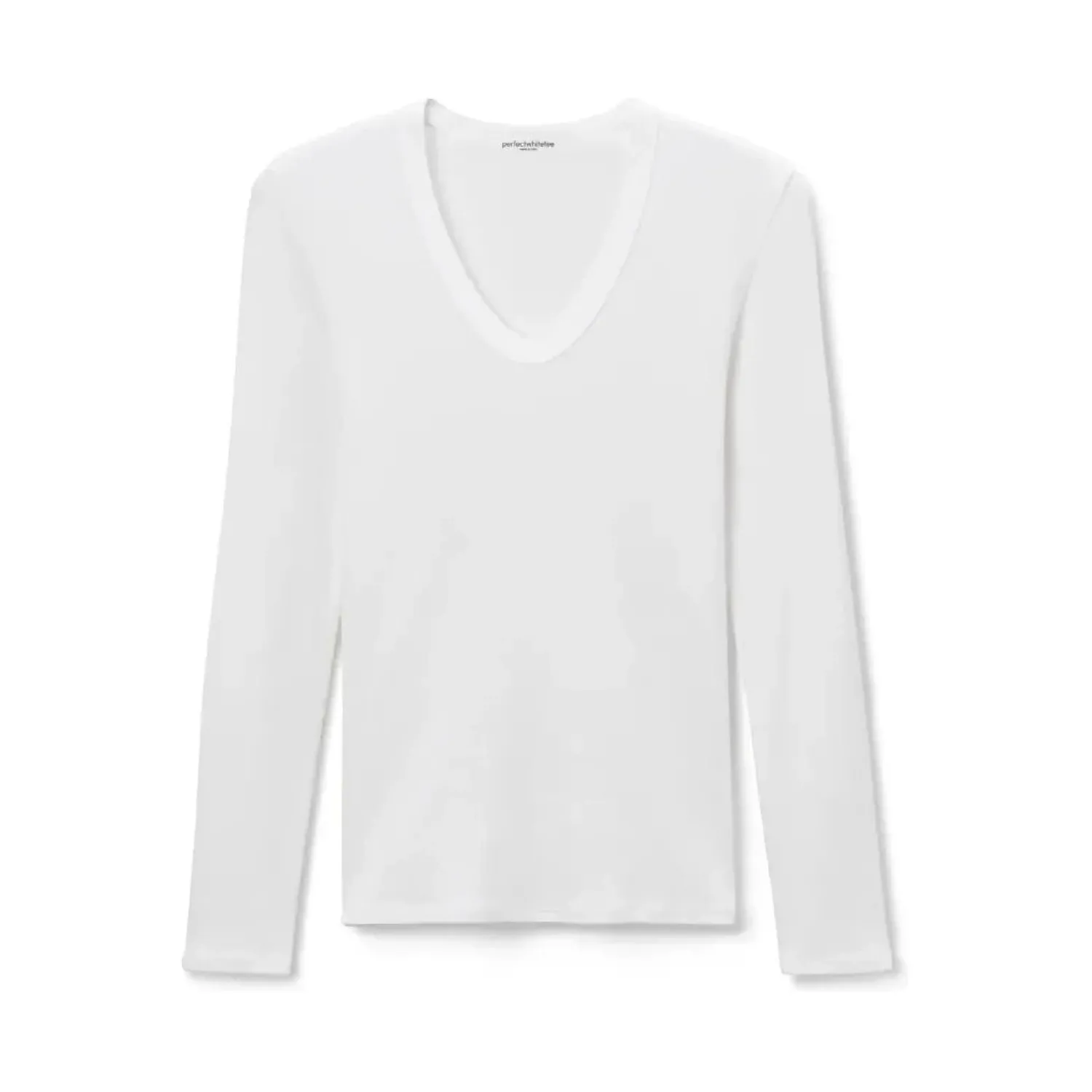 Perfect White Tee Robyn U Neck Rib Long Sleeve