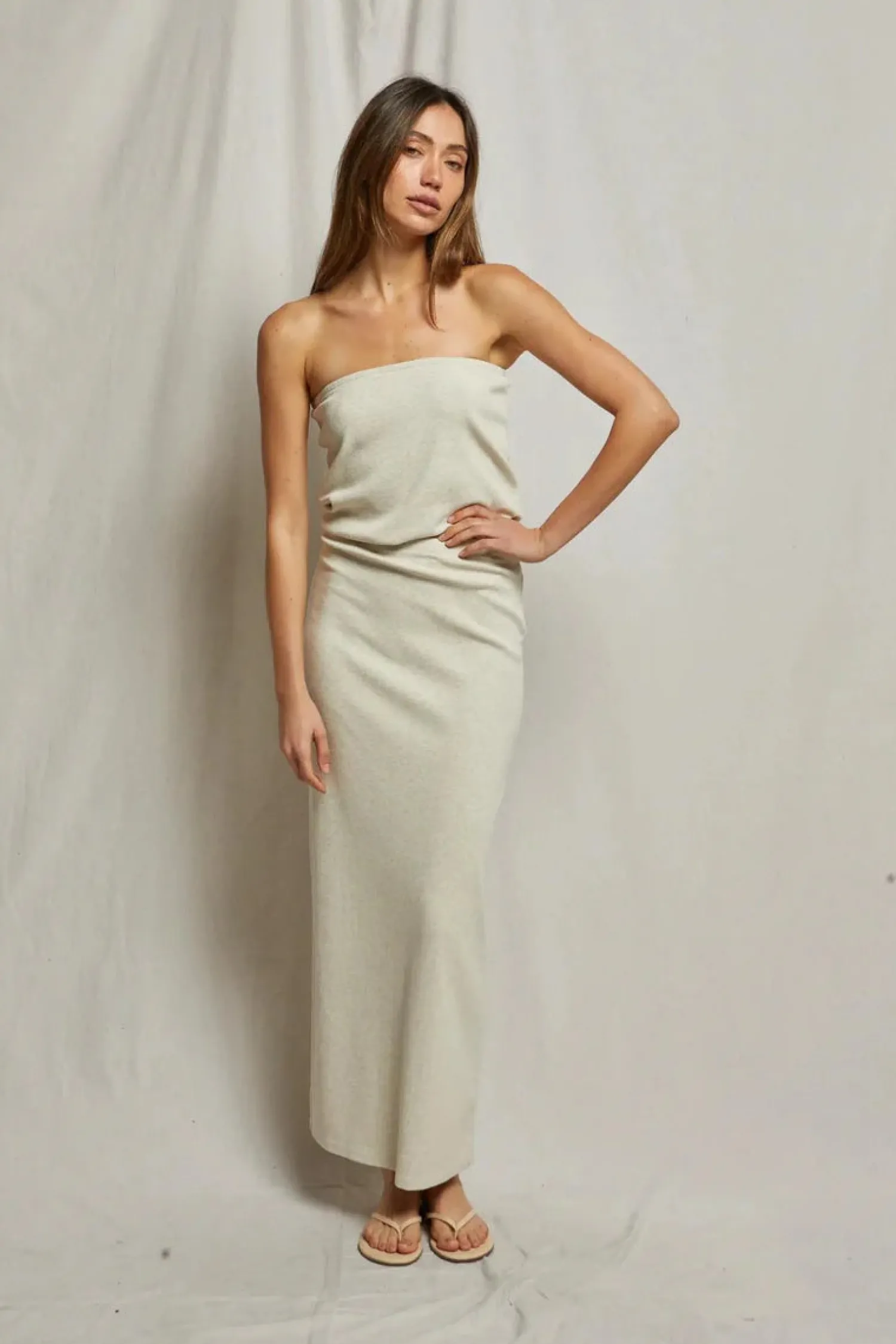 Outlet Perfect White Tee Talula Blondie Tube Top - Heather Oat