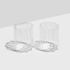 Clearance FAZEEK Wave Glass Set Of 2 - Clear