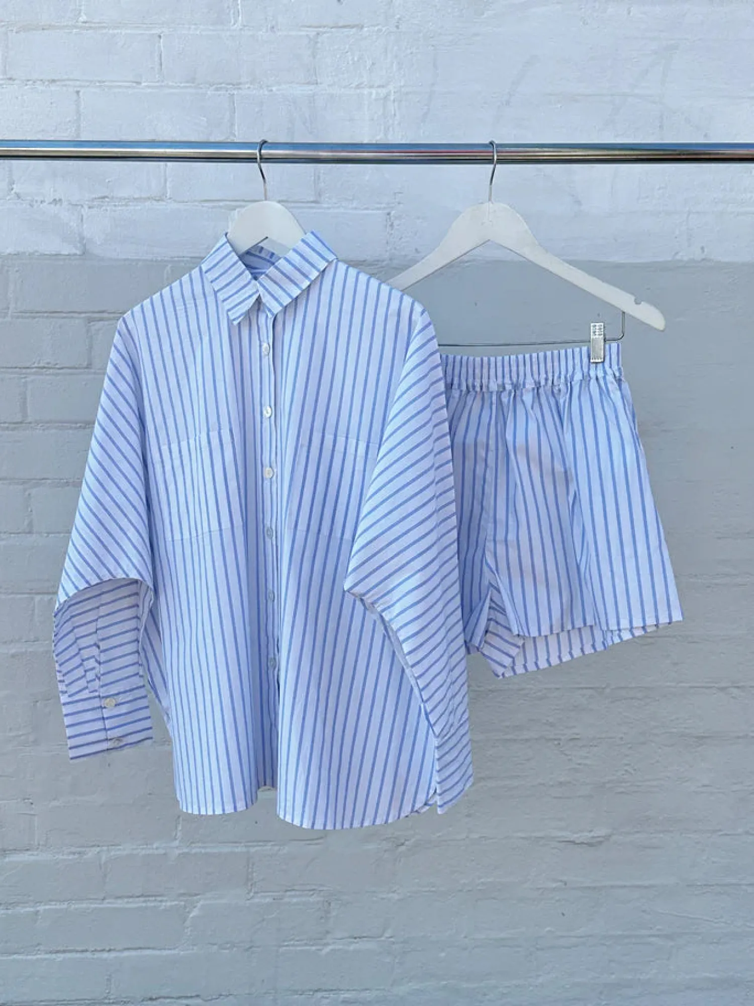 Online Tiny Trove Adult Isla Stripe Cotton Set - White/Blue Stripe