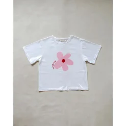 Sale Tiny Trove Akio Flower Tee - White & Pink