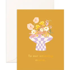 Fox & Fallow Amazing Mama Check Vase Greeting Card