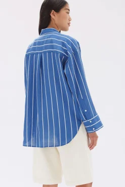 Sale Assembly Label Ayla Stripe Long Sleeve Shirt - Royal/White