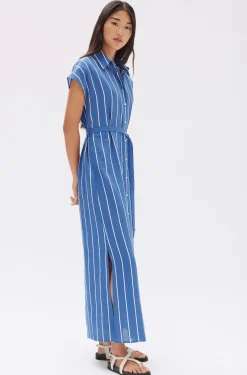 Hot Assembly Label Ayla Stripe Shirt Dress - Royal/White