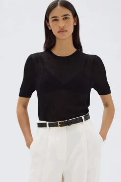 Discount Assembly Label Belle Knit Short Sleeve Tee - Black