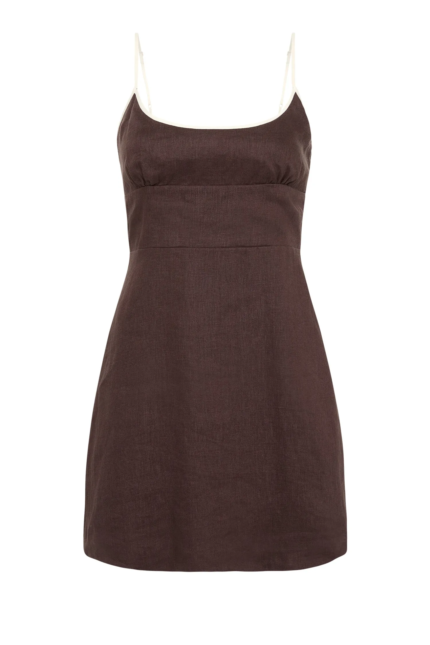 Hot Nude Lucy Bria Linen Mini Dress - Espresso Splice