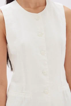 Online Assembly Label Calla Linen Top - Antique White