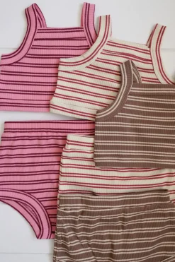 Clearance Milky Designs Cleo Rib Set - Pink And Red Stripe