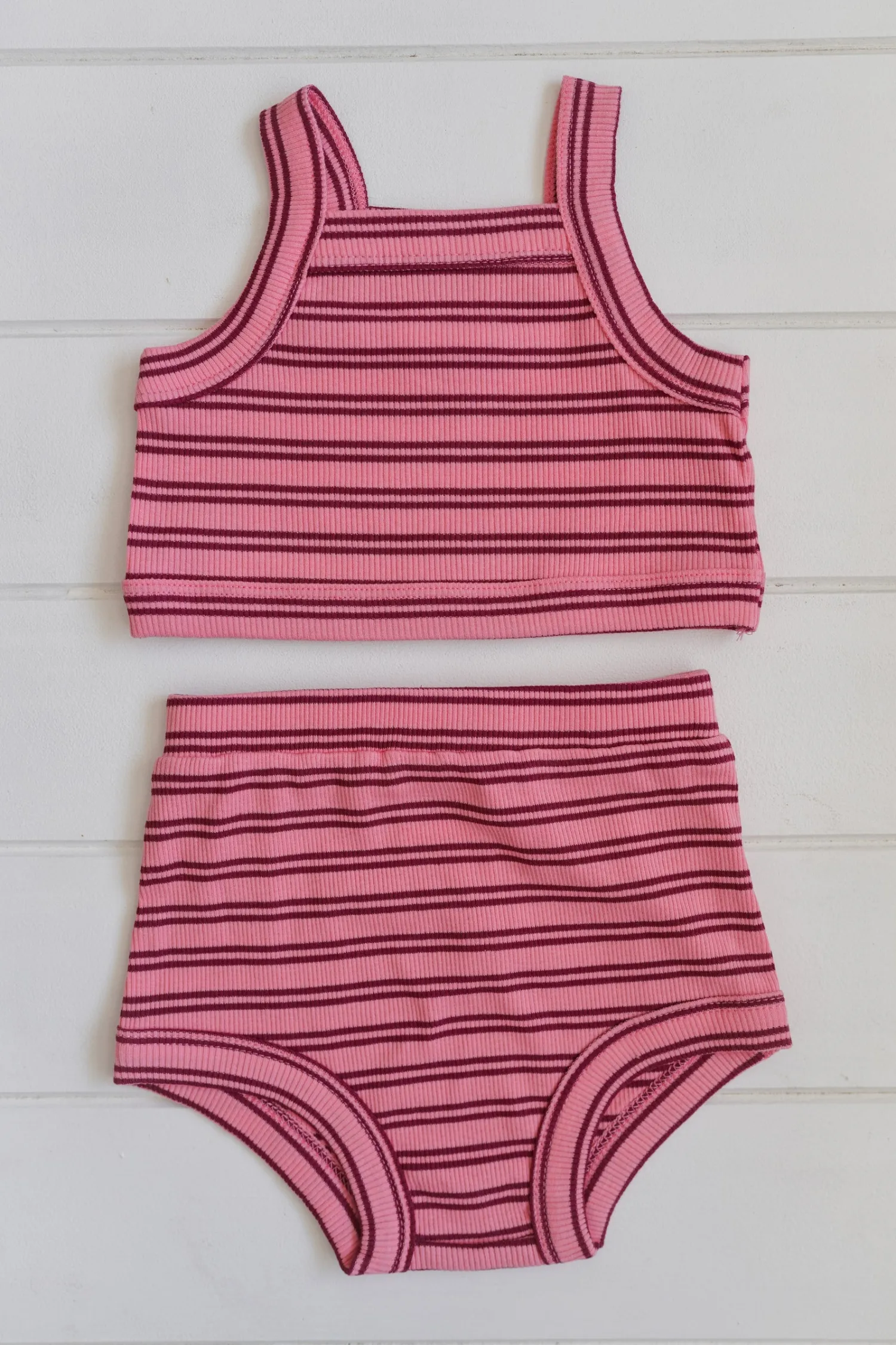 Clearance Milky Designs Cleo Rib Set - Pink And Red Stripe