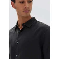 Sale Assembly Label Mens Everyday Linen Long Sleeve Shirt - Black