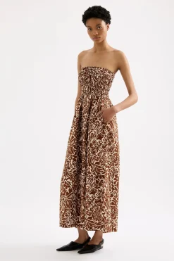 Online Nude Lucy Florense Shirred Maxi Dress
