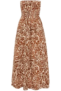Online Nude Lucy Florense Shirred Maxi Dress