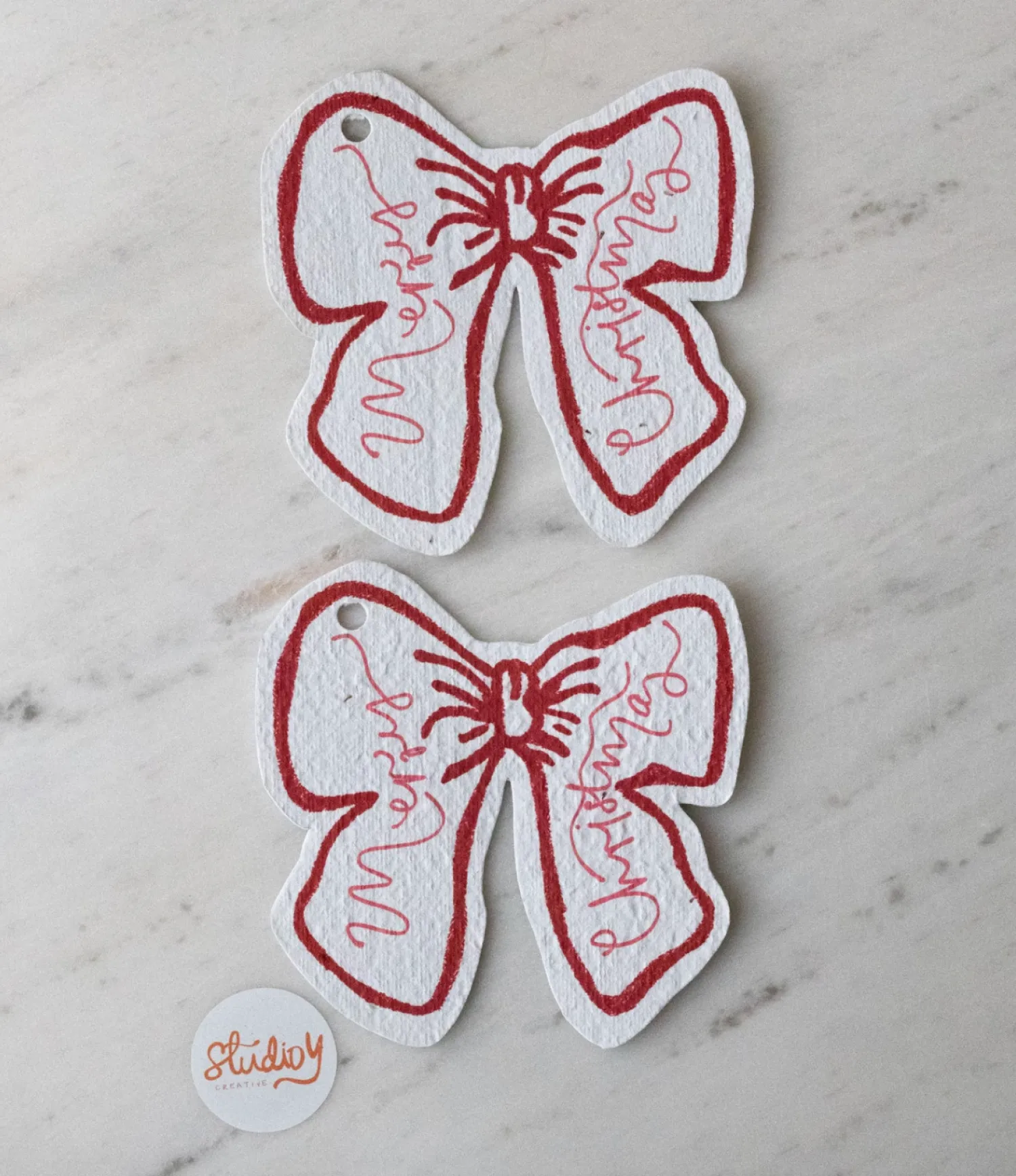 Best Studio Y Creative Large Christmas Bow Gift Tag - Red