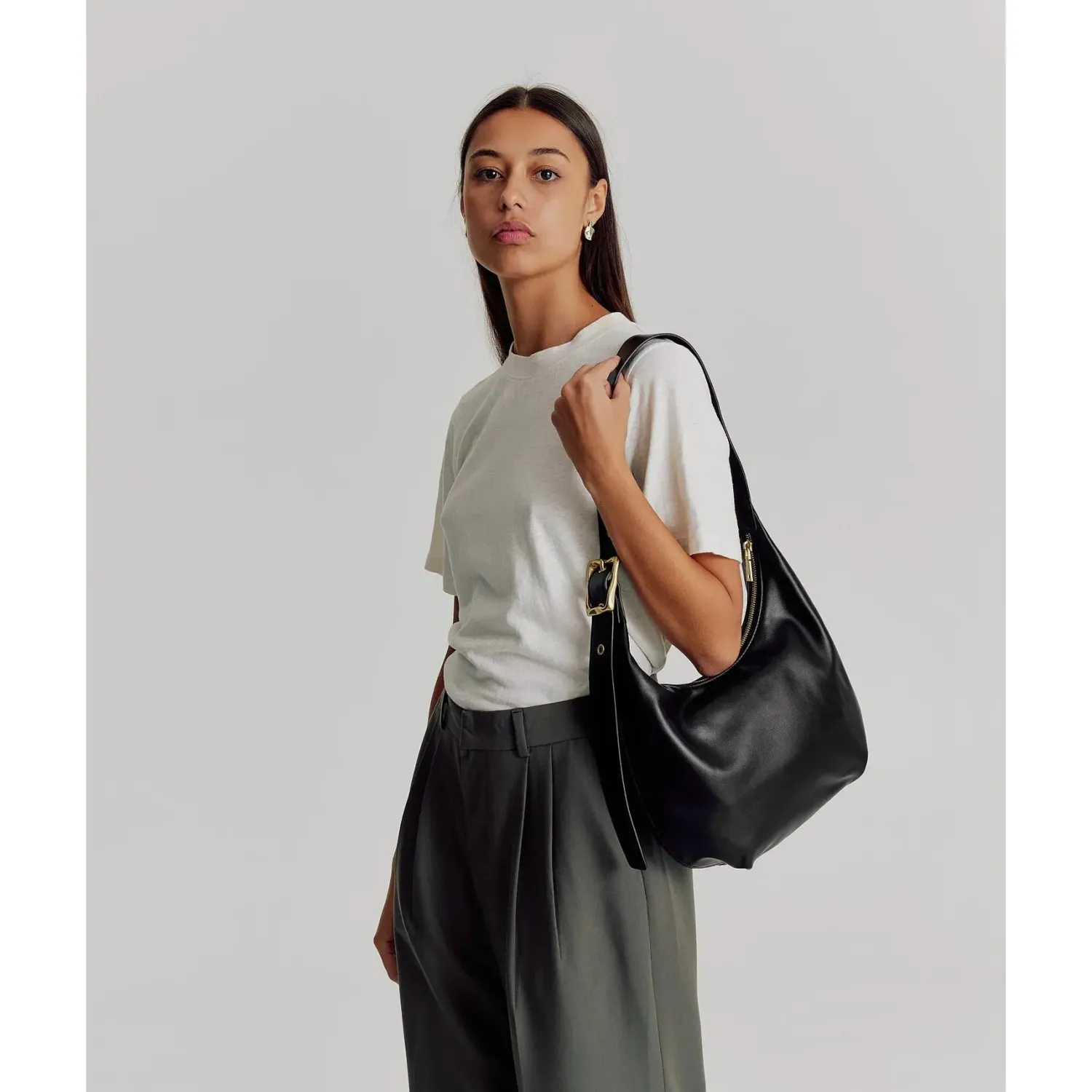 Clearance Brie Leon Large Everyday Croissant Bag - Black
