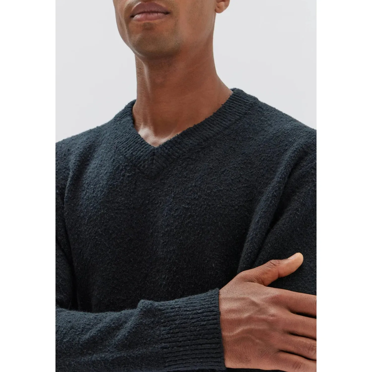 Online Assembly Label Marley V Neck Cotton Blend Knit - Black