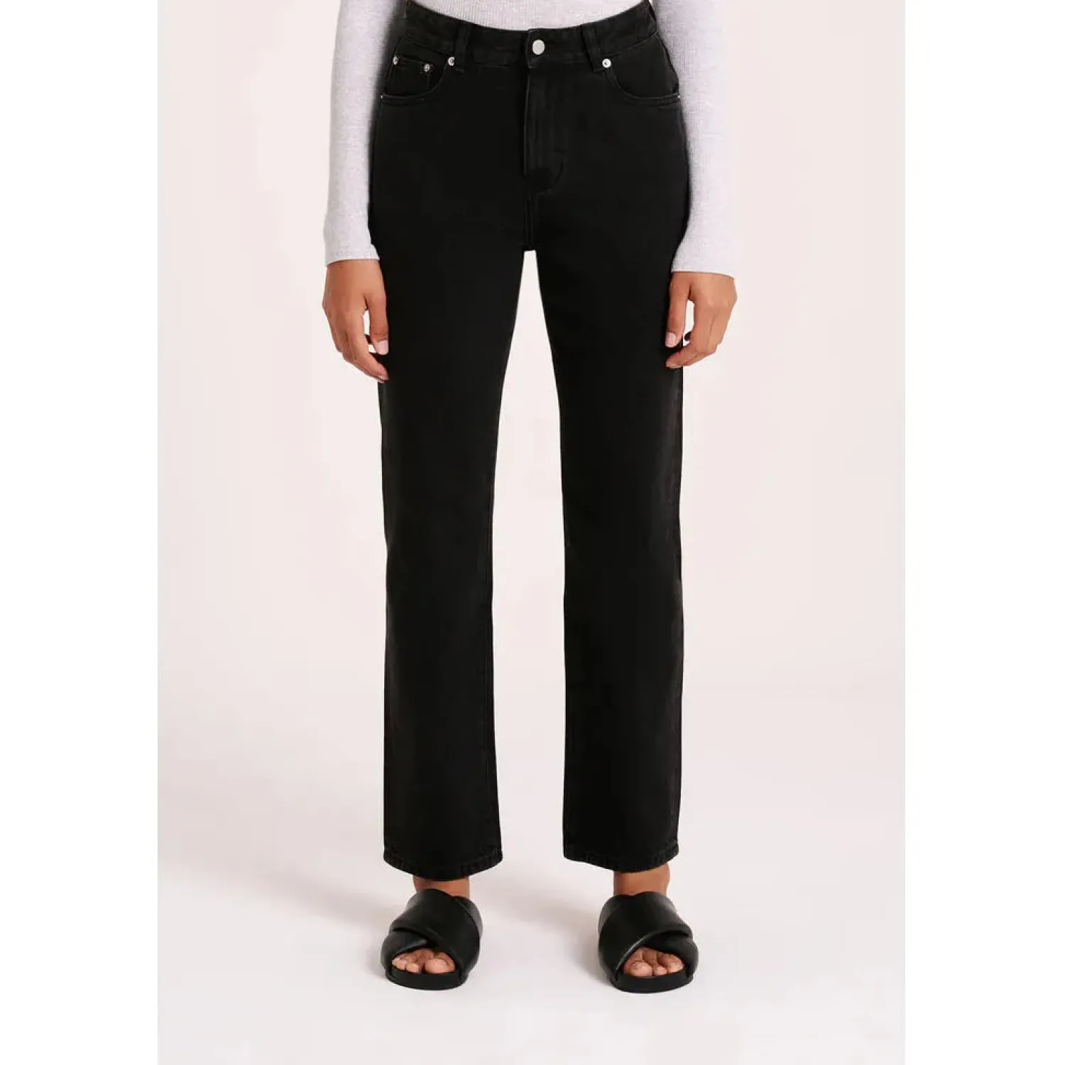 New Nude Lucy Organic Straight Leg Jean - Vintage Black