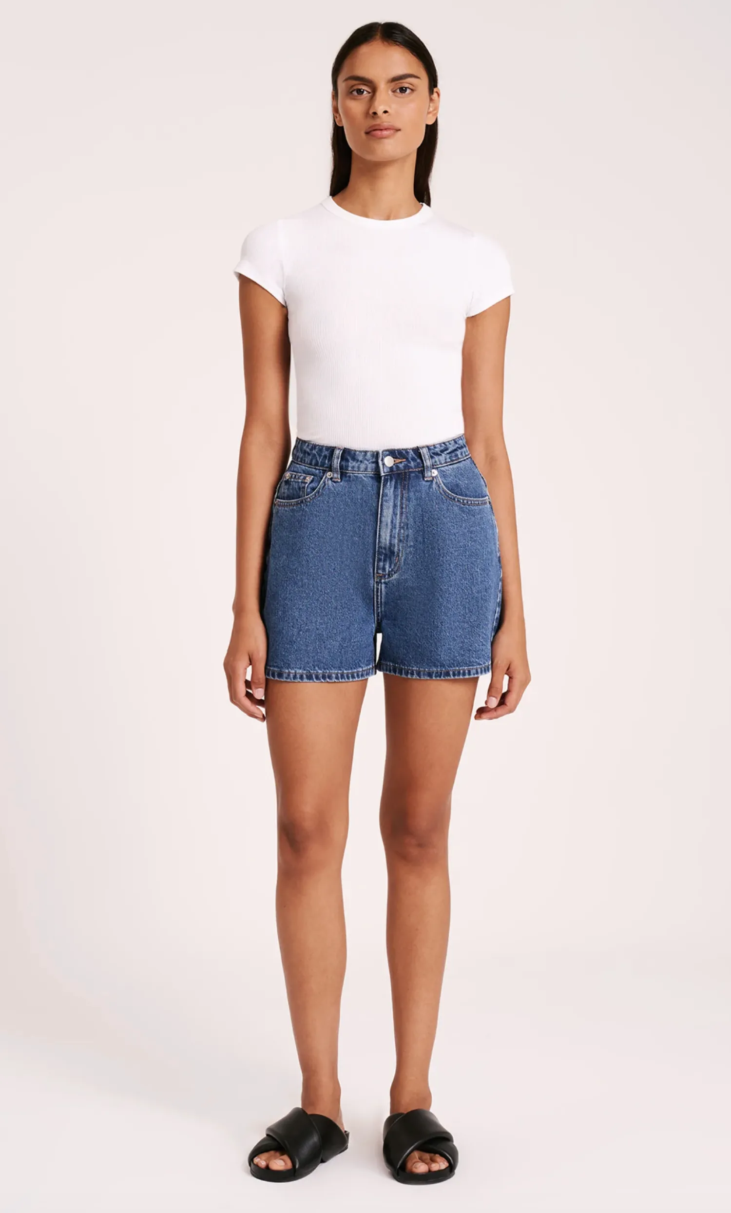 Best Nude Lucy Organic Mom Short - Vintage Blue