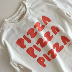 Hot Golden Children Pizza Mid Sleeve Tee - Eggnog