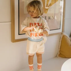 Hot Golden Children Pizza Mid Sleeve Tee - Eggnog
