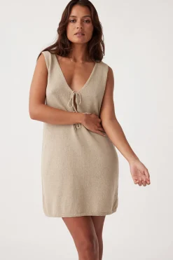 Hot Arcaa Movement Poppy Organic Cotton Linen Mini Dress - Taupe