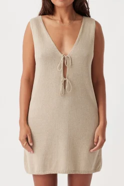 Hot Arcaa Movement Poppy Organic Cotton Linen Mini Dress - Taupe
