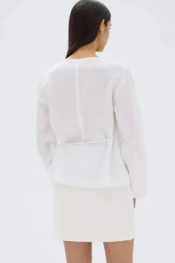 Assembly Label Renee Linen Wrap Top - White