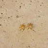 Online Love From Lilou Ribbon Stud Earrings - Gold