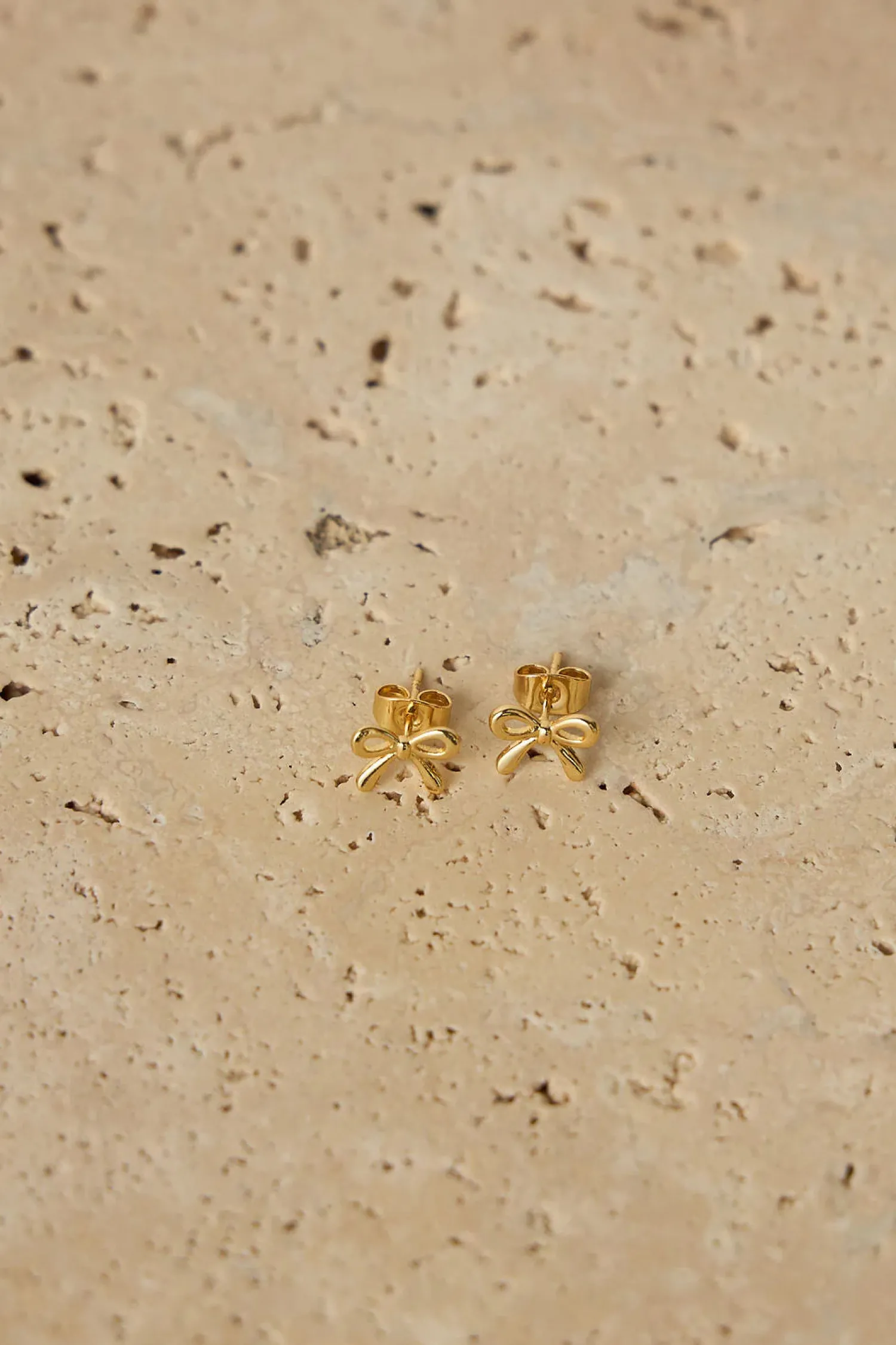 Online Love From Lilou Ribbon Stud Earrings - Gold