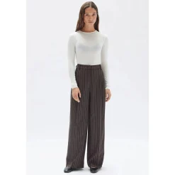 Online Assembly Label Sofia Wool Pinstripe Pant - Chestnut Stripe