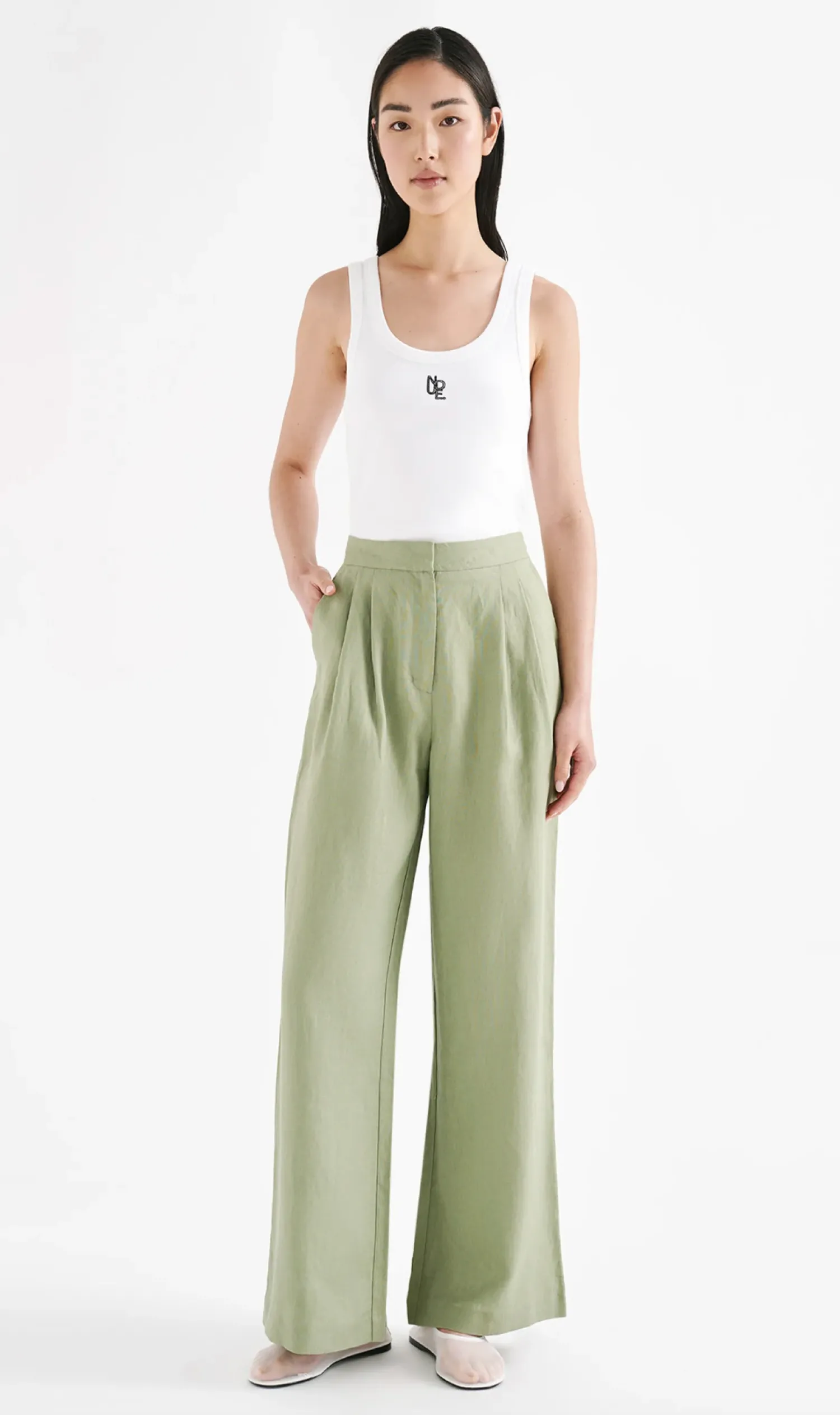 Online Nude Lucy Thilda Linen Pant - Sage