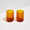 Clearance FAZEEK Wave Glass Set Of 2 - Amber